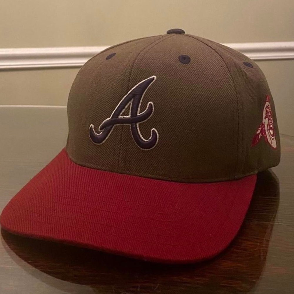 Vintage Atlanta Braves MLB American Needle Blockhead Snapback Cap Hat Wool 90s